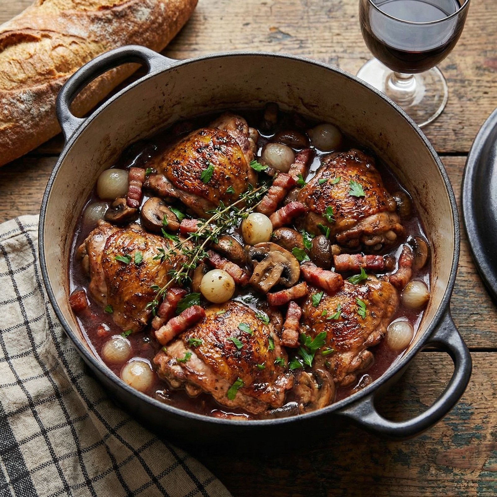 Coq au Vin Francés: Receta Borgoñona Paso a Paso Pro